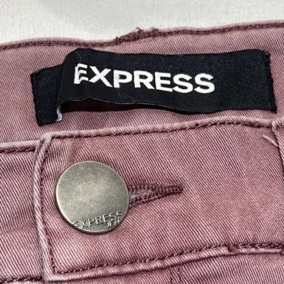 Express Jeans Women's 0R Mid-Rise Ankle Leggings Dusty Purple Raw Hem Distressed - Picture 9 of 11